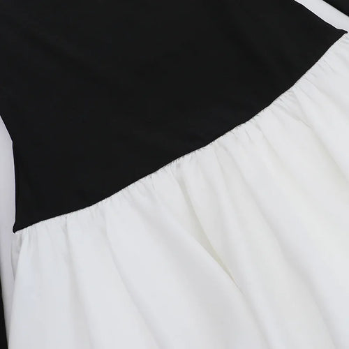 Load image into Gallery viewer, Off-shoulder Long Sleeve Sexy Mini Dress For Women Contrast Color Patchwork Strapless Backless A-line Sexy Dress
