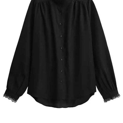 Load image into Gallery viewer, Women White Lace Big Size Elegant Blouse New Stand Collar Long Sleeve Shirt Fashion Tide Spring Autumn 2025 1DH9942
