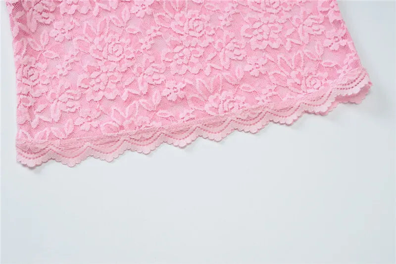 Halter Sleeveless Sexy Crop Tops Women Fashion Deep V Neck Backless Tank Tops Female Elegant Club Skinny Lace Top