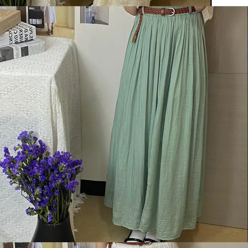 Load image into Gallery viewer, Spring Summer New Solid Elegant Vacation Party Pleated Skirt Women's French Fashion Elastic Waist Office Long Skirt Trend Simple
