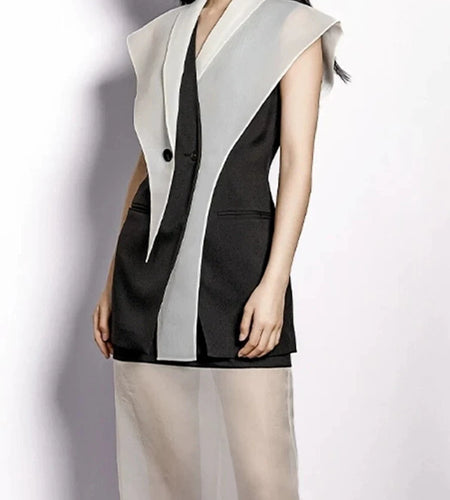 Hit Color Slimming Waistcoats For Women V Neck Sleeveless Tunic Temperament Coats Female Fashion Style Clothes New