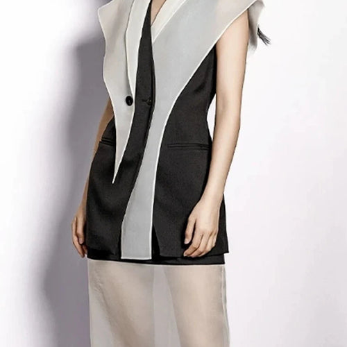 Load image into Gallery viewer, Hit Color Slimming Waistcoats For Women V Neck Sleeveless Tunic Temperament Coats Female Fashion Style Clothes New
