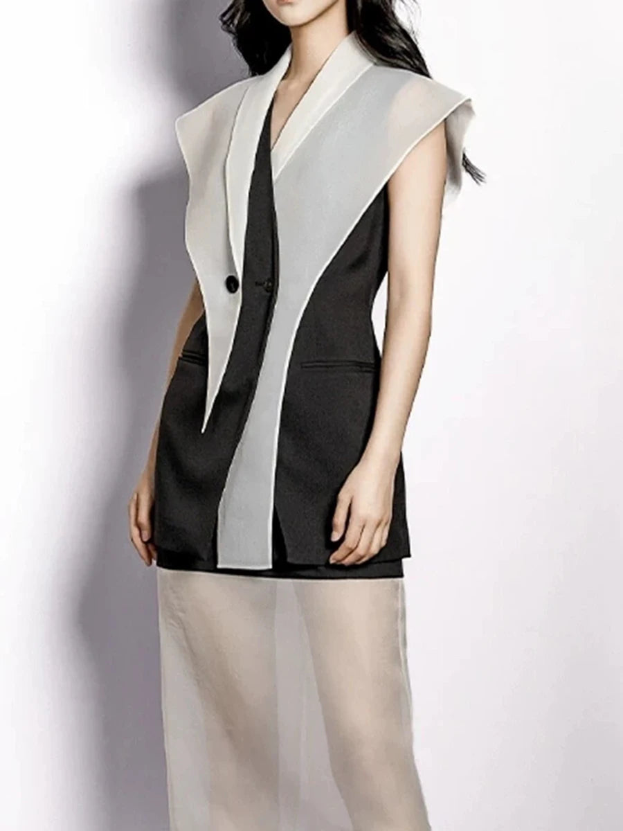 Hit Color Slimming Waistcoats For Women V Neck Sleeveless Tunic Temperament Coats Female Fashion Style Clothes New