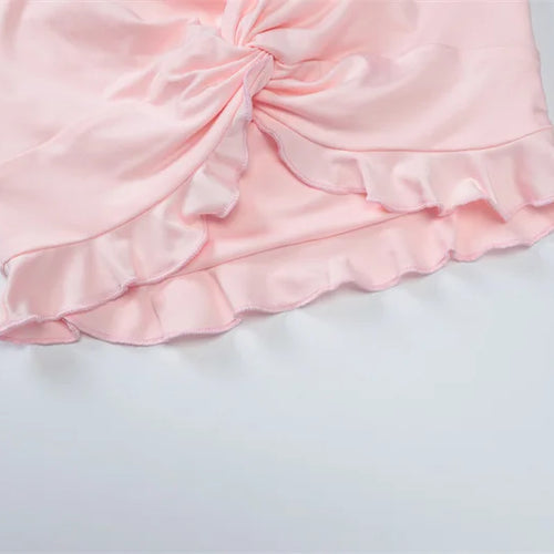 Load image into Gallery viewer, Ruffle Sexy Skirt Two Piece Sets Women Halter Lace-up Crop Top And Mini Skirt Female Beach Club Party 2 Piece Set
