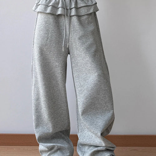 Load image into Gallery viewer, High Elastic Waist Gray Ruffles Drawstring Wide Leg Pants New Trousers Women Fashion Tide Spring Autumn 2025 1DH9617
