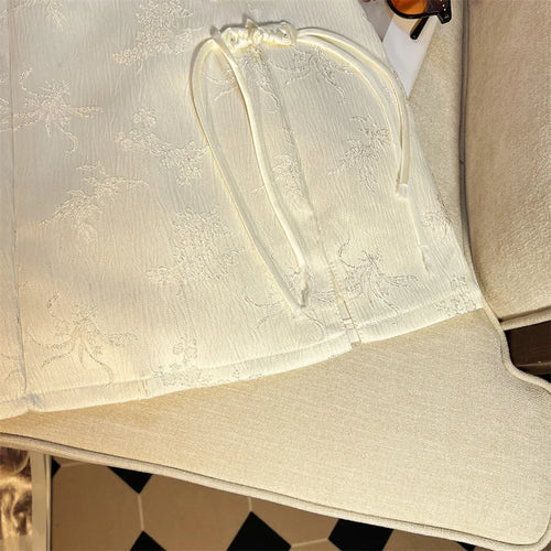 Load image into Gallery viewer, Retro Women's Black Button Up Jacquard Mini Skirts Vintage White High Waist Elegant Chinese Style A-line Short Skirt Summer 2024
