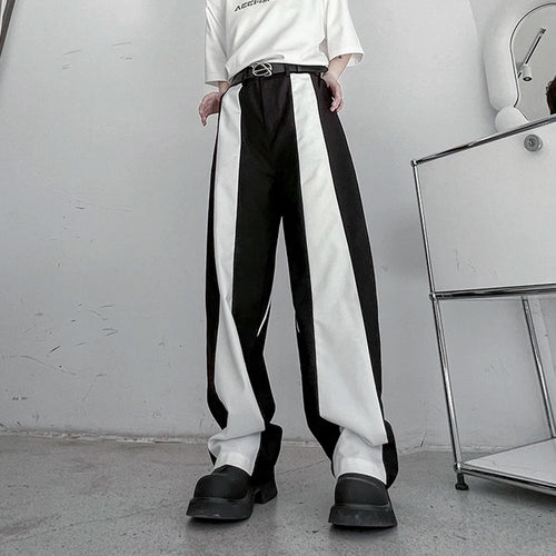 Load image into Gallery viewer, Men&#39;s Trousers Korean Style Fashion Highend Black And White Patchwork Straight Casual Pants Trend Autumn Streetwear 9C2406
