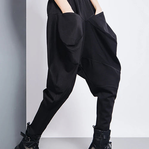 Load image into Gallery viewer, Big Pockets Spliced Irregular High Waist Harem Trousers New Loose Fit Pants Women Fashion Tide Spring Autumn 2025 1DD2684
