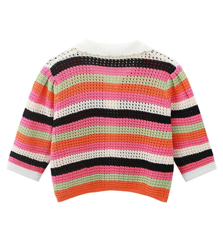 S/S Fashion Ethnic Style Handmade Sweaters Cardigan For Women High Quality Jacquard Designer V Neck Short Outwear  B-045