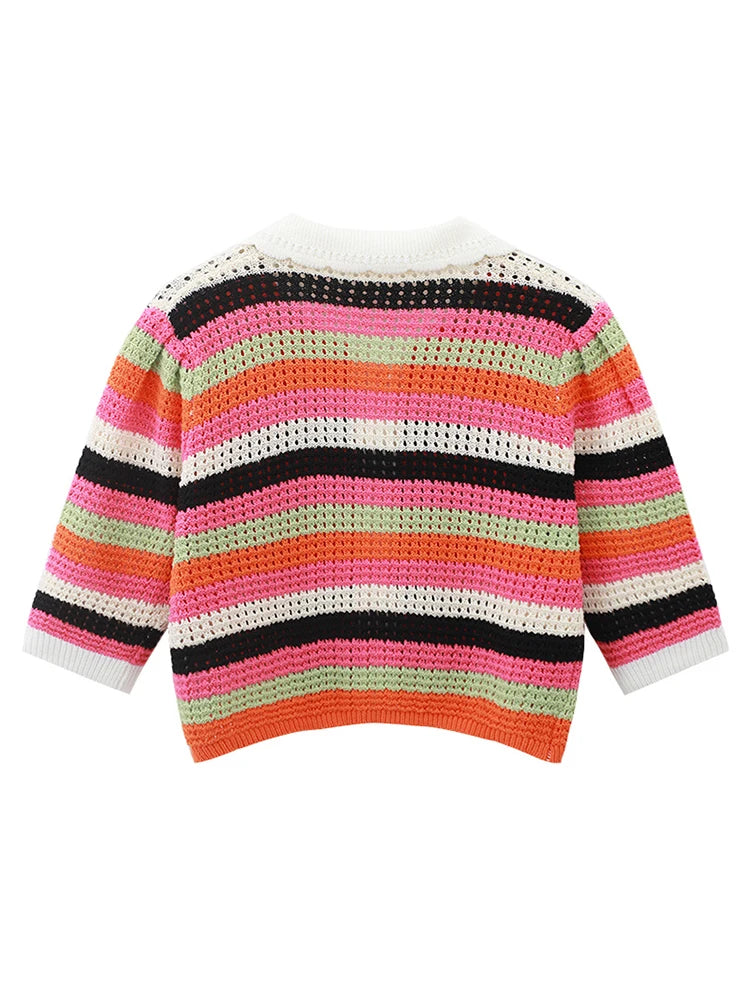 S/S Fashion Ethnic Style Handmade Sweaters Cardigan For Women High Quality Jacquard Designer V Neck Short Outwear  B-045