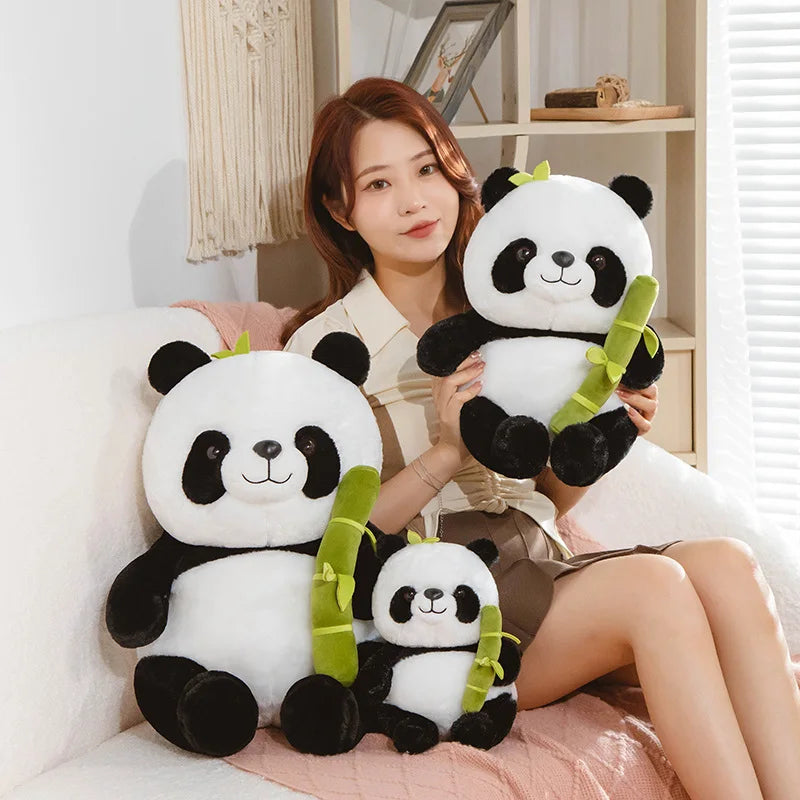 Plush Panda With Bamboo Animal Soft Plush Stuffered Dolls Birthday Christmas Baby Gifts Presents Stuffed Toys For Kids