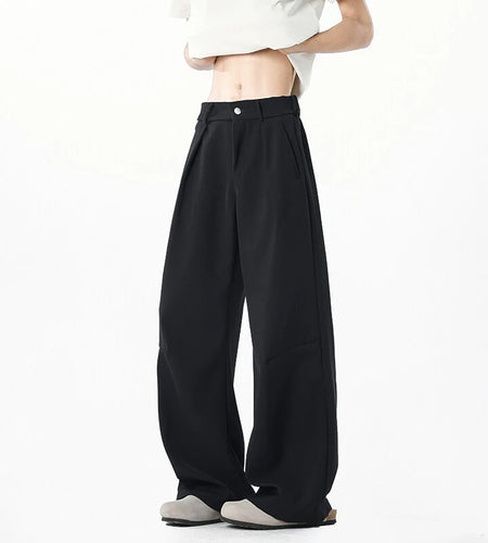 Summer Male Suit Pants Solid Color Simple Trendy Straight Wide Leg Tide Curved Knife Men's Causal Trousers 9W1880