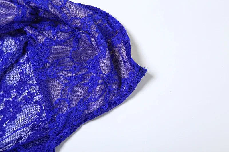 Lace See Through Strapless Sexy Maxi Dress For Women Gown Halter Hollow Out Sleeveless Backless High Split Long Dress