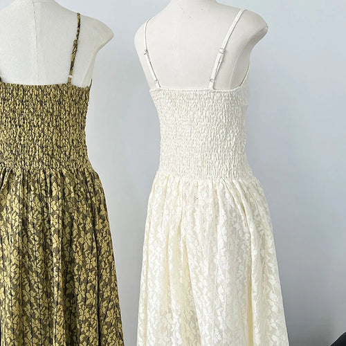 Load image into Gallery viewer, Women Green Printed Bandage Long Spaghetti Strap Dress New V-Neck Sleeveless Fashion Tide Spring Summer 2025 1DJ1311
