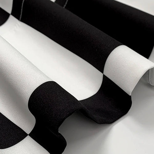 Load image into Gallery viewer, Women Summer Midi Dresses 2025 Black White Plaid Appliques Deep V-Neck Simple Casual Plus Size Dress for Women Fashion
