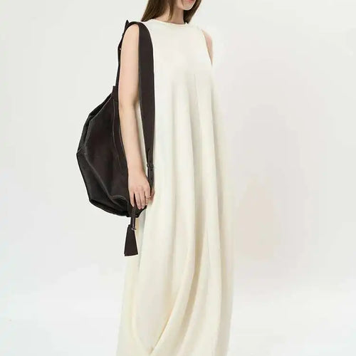 Load image into Gallery viewer, Women Black Brief Irregular Shaped Pocket Long Elegant Dress New V-Neck Sleeveless Fashion Tide Spring Autumn 2025 1DH9419
