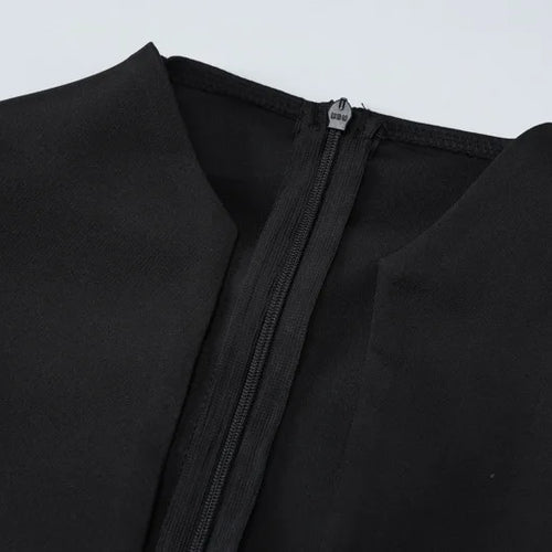 Load image into Gallery viewer, Black Sleeveless Sexy Mini Dress For Women Fashion Zipper Deep V Neck Two Pocket A-line Night Club Party Dress Elegant
