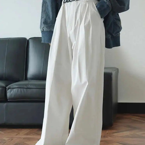 Load image into Gallery viewer, High Waist White Brief Pleated Long Wide Leg Pants New Loose Fit Trousers Women Fashion Tide Spring Autumn 2025  1DH0236

