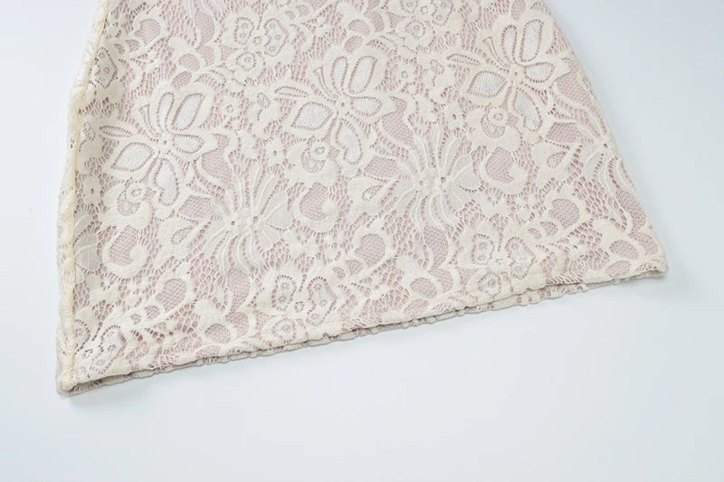 Lace Hollow Out Long Sleeve Sexy Mini Dress For Women Fashion Half High Collar Bodycon Club Party Dress Elegant Dresses