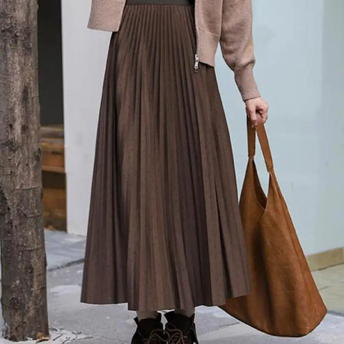 Load image into Gallery viewer, Autumn Winter French Vintage Solid Versatile A-line Long Skirts Women's 2024 Elegant High Waist Office Lady Pleated Skirt Simple
