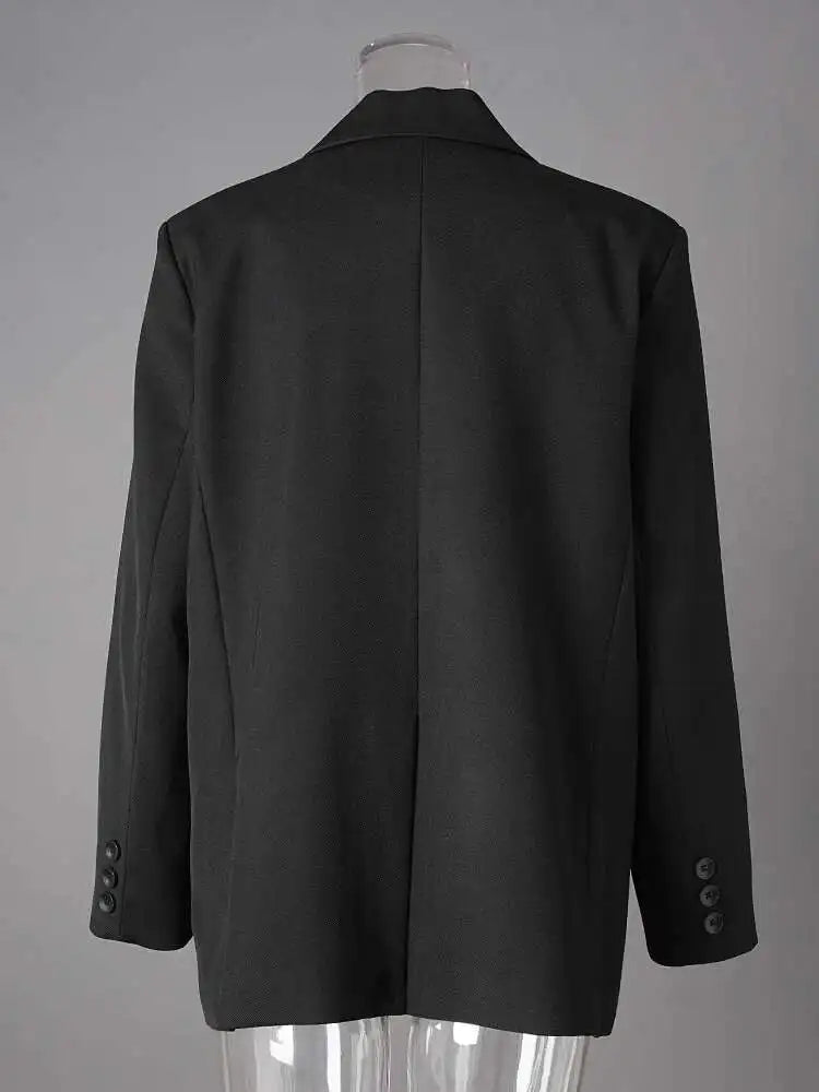 Women Black Irregular Single Button Big Size Blazer New Lapel Long Sleeve Jacket Fashion Tide Spring Autumn 2025 CPG2775