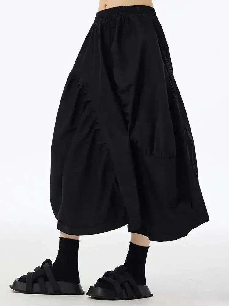 High Elastic Waist Coffee Irregular Pleated Casual Midi Half-body Skirt Women Fashion Tide New Spring Autumn 2025 1DH6613