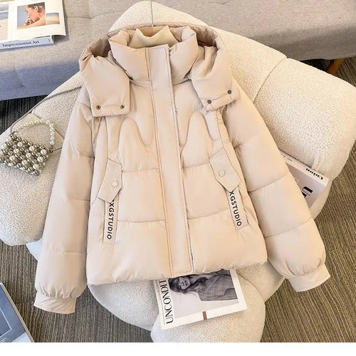 Load image into Gallery viewer, Korean Fashion Women 2024 New Black Beige Elegant Plus Size Jacket Winter Pink Thick Short Down Cotton Coat Casual Simplicity

