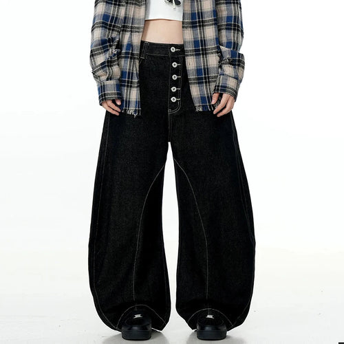 Load image into Gallery viewer, Fashion Male Jeans American Denim Curved Knife Pants  Loose Straight Leg Design Casual Wide Leg Trousers Summer 9W1472
