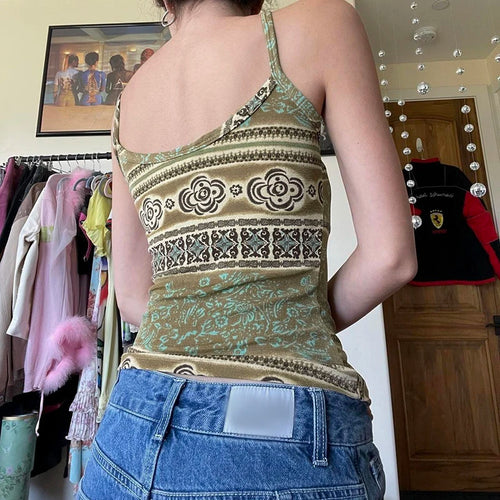 Load image into Gallery viewer, Fashion Bohemia Style Printed V-Neck Camisole Women Summer Vintage Mini Slimming Sleeveles Top 2000s Sexy Clothes New
