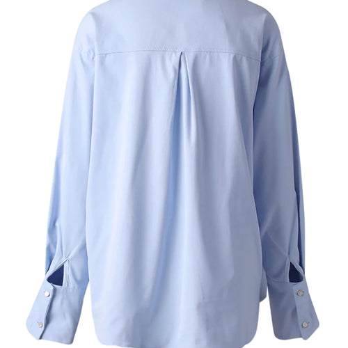 Load image into Gallery viewer, Women Blue Irregular Tie Big Size Elegant Blouse New Lapel Long Sleeve Shirt Fashion Tide Spring Autumn 2025 CPG3075
