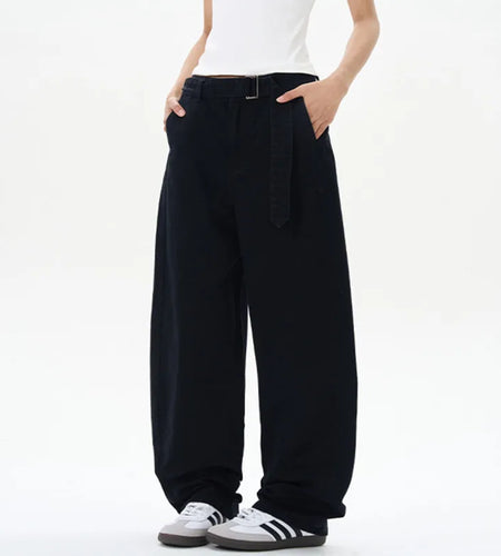 American Style Men's Pant Ribbon Curved Knife Solid Color Full Length Casual Pants Spring New Fashion Tide 2025 9W1312