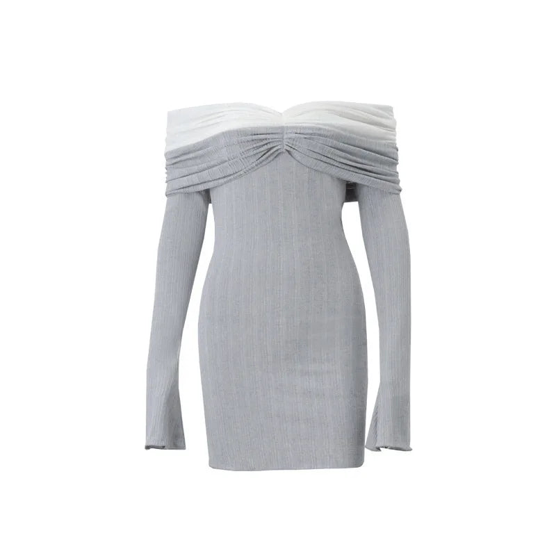 Off-shoulder Long Sleeve Sexy Mini Dress For Women Autumn New Strapless Backless Bodycon Club Party Sexy Dress Elegant