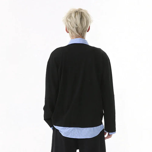 Load image into Gallery viewer, Men&#39;s T-shirts New Style Fake Two-piece Patchwork Contrast Color Splicing Lapel Long Sleeved Loose Top Summer 9W1603
