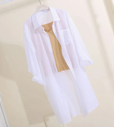 Summer Long Sleeve Women's Shirt 2022 Fashion Loose Temperament Blouse Sunscreen Coat All-match Casual Shirts Clothing