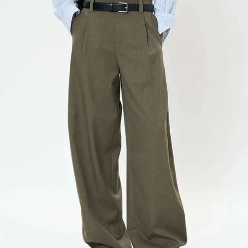 Load image into Gallery viewer, High Waist Brown Brief Pleated Elegant Long Wide Leg Pants New Trousers Women Fashion Tide Spring Autumn 2025 1DH9682
