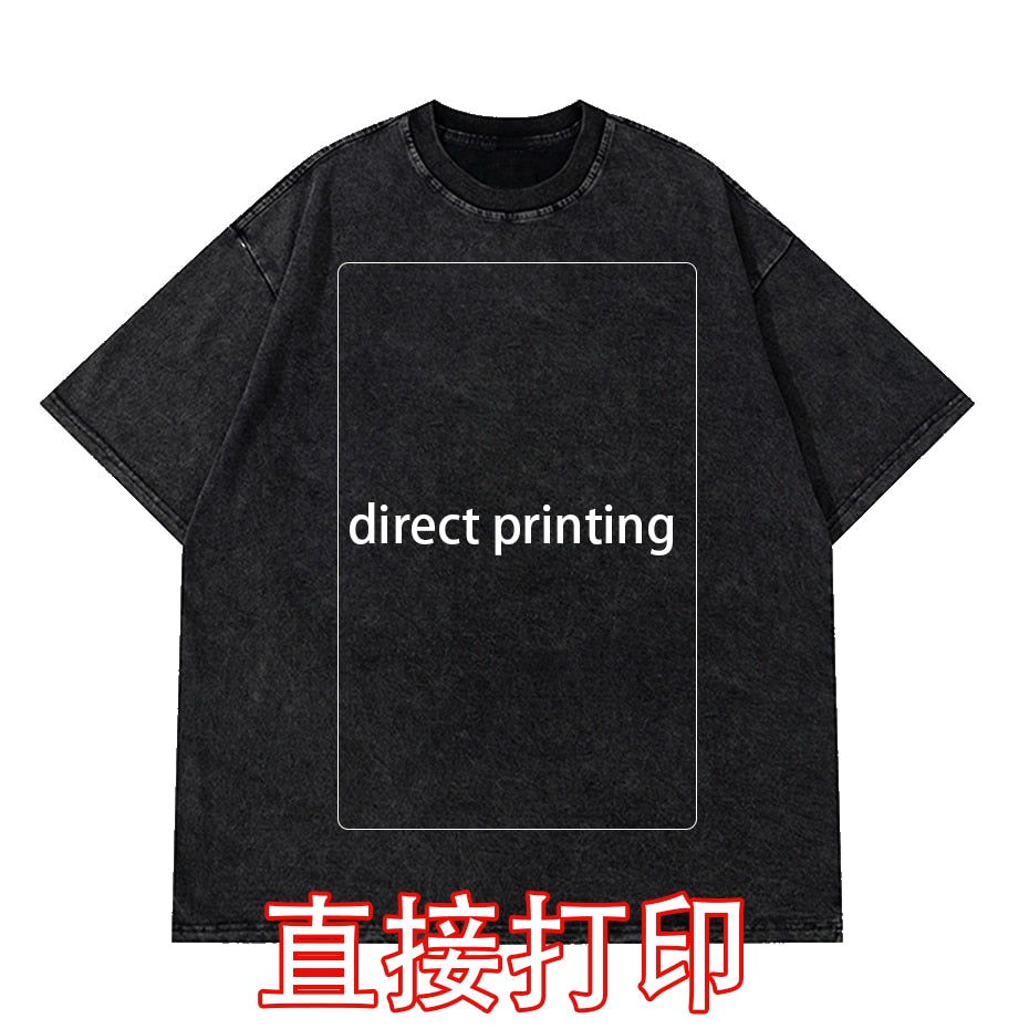 Vintage Washed Tshirts Anime T Shirt Harajuku Oversize Tee Cotton fashion Streetwear unisex top 2