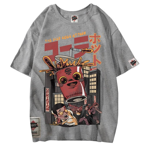 Load image into Gallery viewer, Japanese Harajuku Cartoon Cola Demonization Men Hip Hop T Shirt Monster T-Shirt Streetwear Summer Tops Tees Cotton Tshirt HipHop
