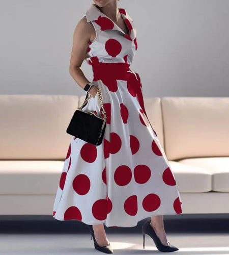 Summer Ladies Polka Dots Elegant Dress Daily X-Line Fit & Flare Shirt Dress for Women Party Evening Prom Dresses