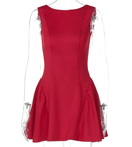 Women Elegant Solid Sleeveless Backless Zip Up Sexy Slim Mini Dress Spring Summer Y2K Clothes Birthday Party Holiday