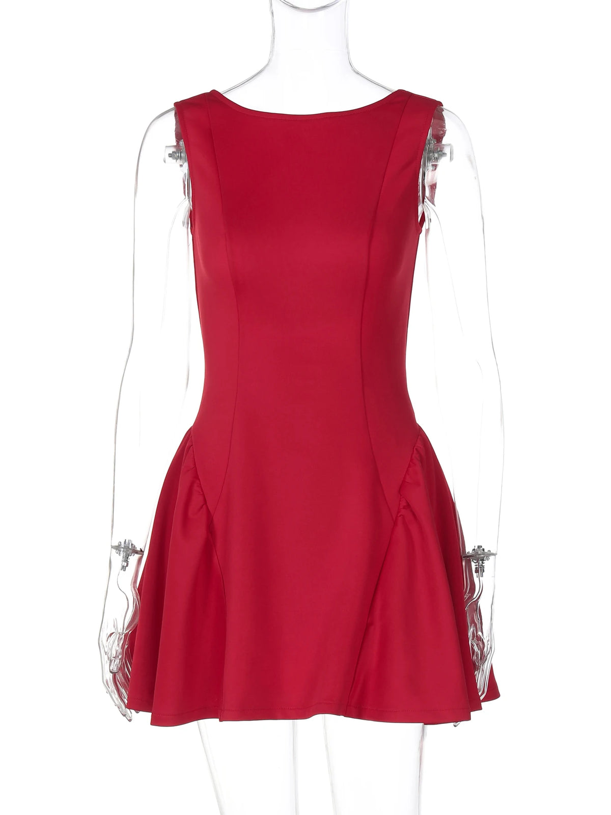 Women Elegant Solid Sleeveless Backless Zip Up Sexy Slim Mini Dress Spring Summer Y2K Clothes Birthday Party Holiday