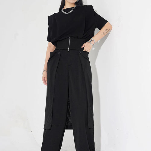 Load image into Gallery viewer, High Elastic Waist Black Button Pocket Long Wide Leg Pants New Trousers Women Fashion Tide Spring Autumn 2025 1DH4927
