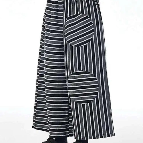 Load image into Gallery viewer, High Elastic Waist Black Striped Spliced Long Wide Leg Pants New Trousers Women Fashion Tide Spring Autumn 2025 1DH7545
