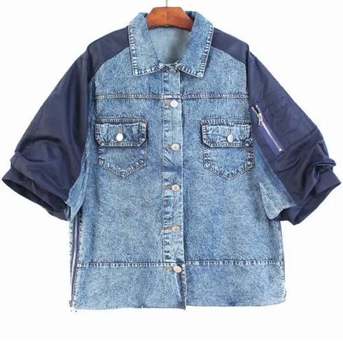 Load image into Gallery viewer, Army Green Color-block Big Size Casual Jacket New Lapel Three-quarter Sleeve Women Coat Fashion Spring Autumn 2025 1DH5212
