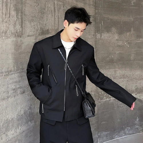 Load image into Gallery viewer, Men&#39;s Jacket New Korean Spring Multi Zippers Design Niche Solid Color Handsome Lapel Fashion Male Clothing Jackets 9W1583
