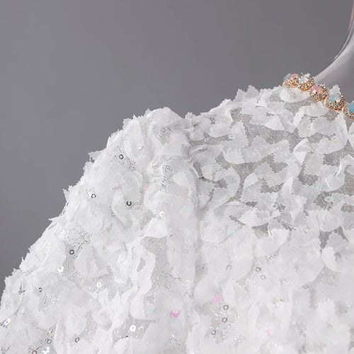 Load image into Gallery viewer, Women White Lace Rhinestones Elegant Slim Mini Dress New Round Neck Short Sleeve Fashion Tide Spring Summer 2025 CPG2980
