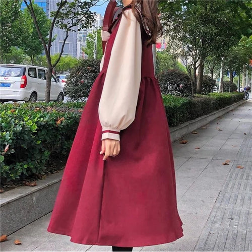 Load image into Gallery viewer, Japanese Sweet Style Kawaii Lolita Dress 2021 Autumn Soft Sailor Collar Ruffle Long Sleeve Dresses College Student Women
