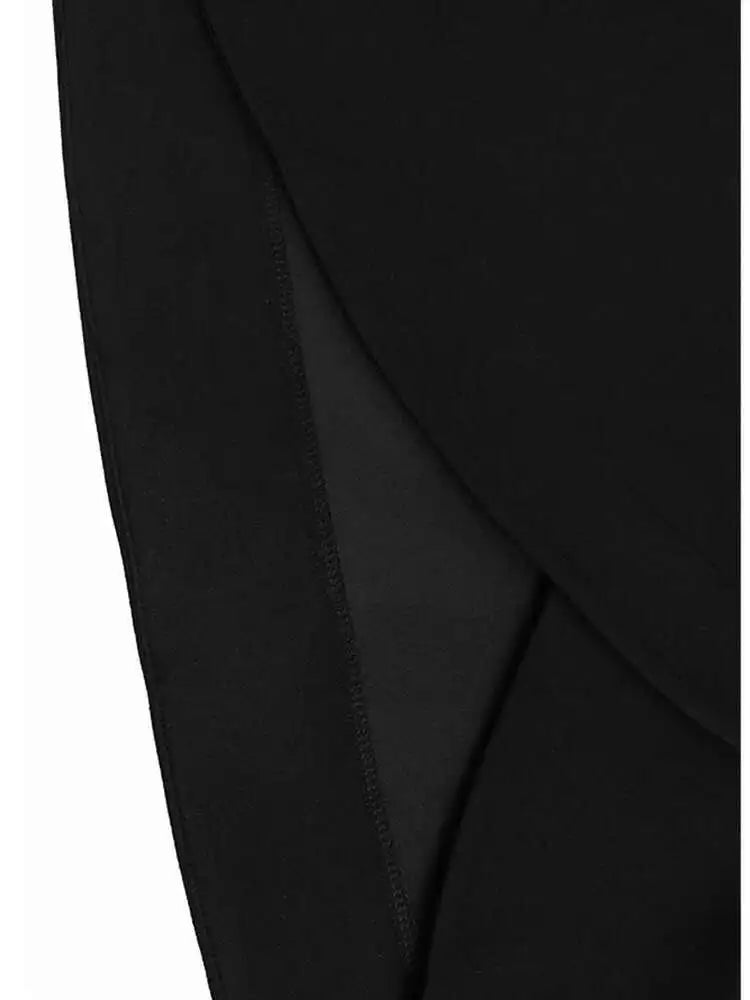 Black Irregular Hem Zipper Sweatshirt New Turtleneck Long Sleeve Women Big Size Fashion Tide Spring Autumn 2025 1DH7190