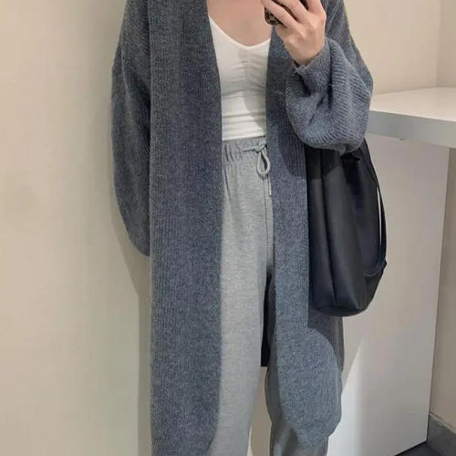 Load image into Gallery viewer, Autumn Winter Korean Fashion 2024 New Solid Elegant Long Sleeves Crochet Sweater Women V Neck Cardigan Knitting Tops Simplicity
