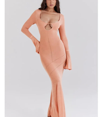 Elegant Sweater Knitted Long Sleeved Dress Women Hollow Sexy Tight Female Elastic Dress Slim Party HolidayEvening Dress