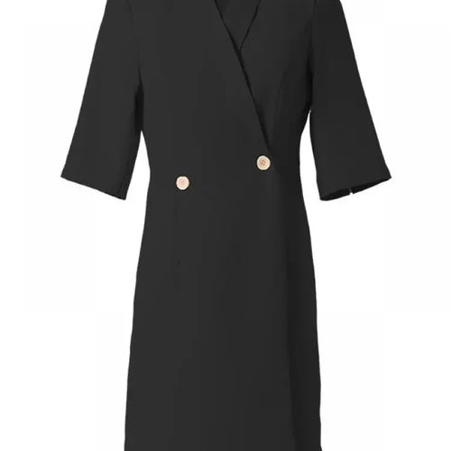 Load image into Gallery viewer, Summer Korean Solid Elegant Slim Short Sleeve Workwear Blazer Dresses Women Double-breasted Versatile Professional Dress Fashion
